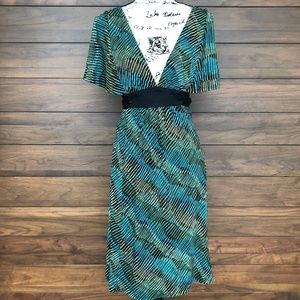 Deep V Neck Short Sleeve Cocktail Silk Wrap Dress